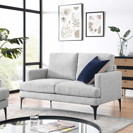 Sonnet Fabric Loveseat, Light Gray