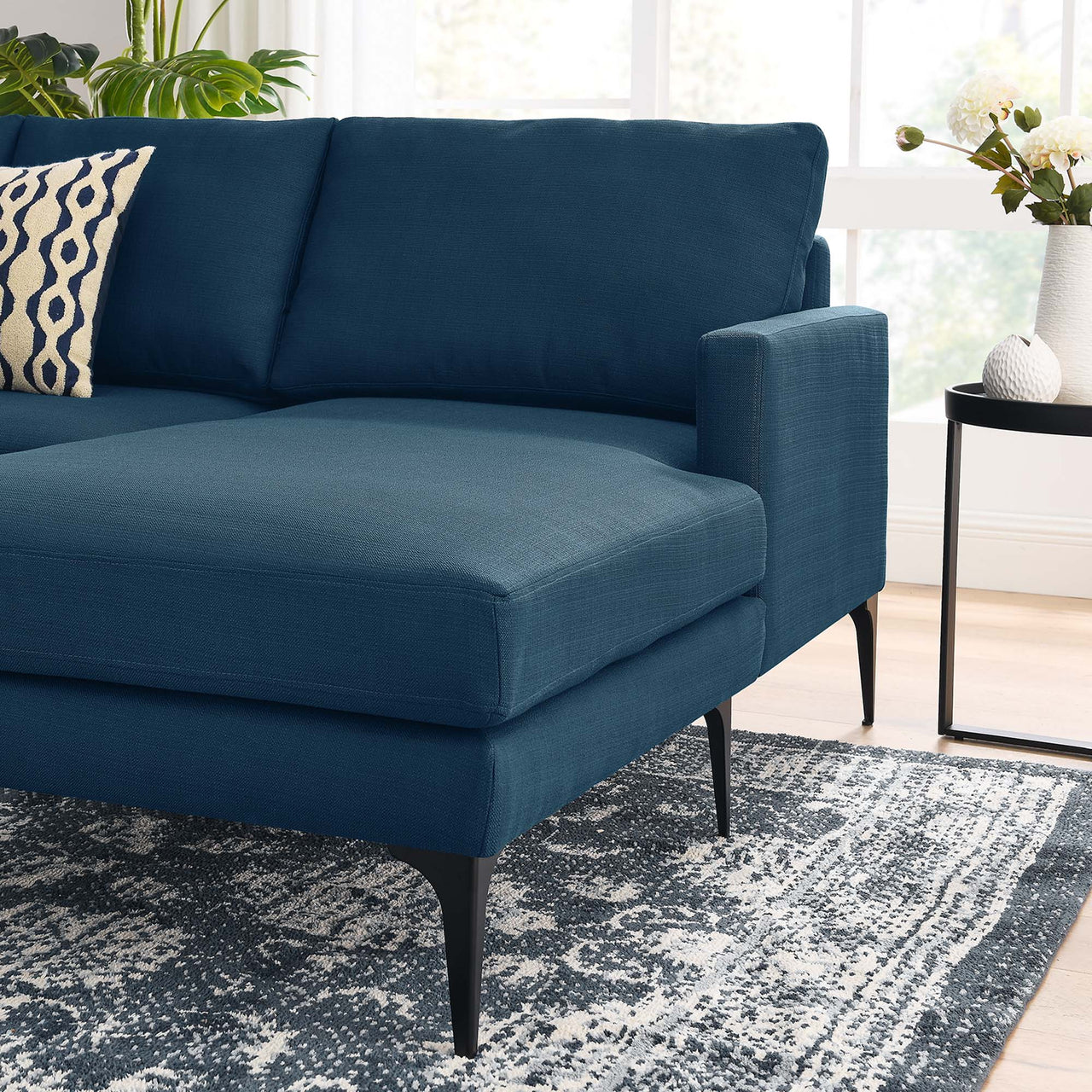 Sonnet Right-Facing Fabric Sectional, Azure