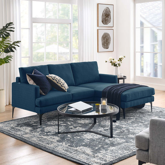 Sonnet Right-Facing Fabric Sectional, Azure
