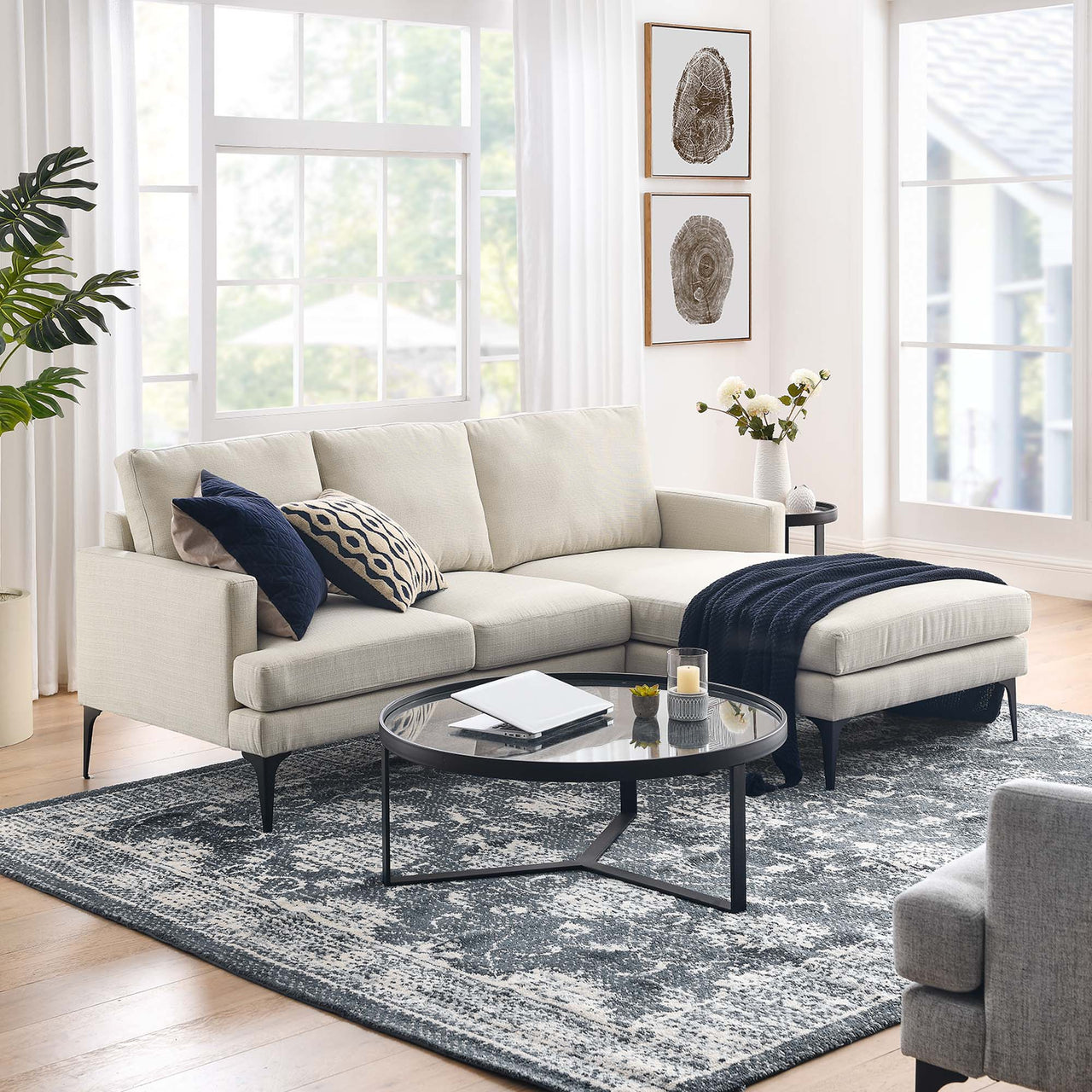 Sonnet Right-Facing Fabric Sectional, Beige