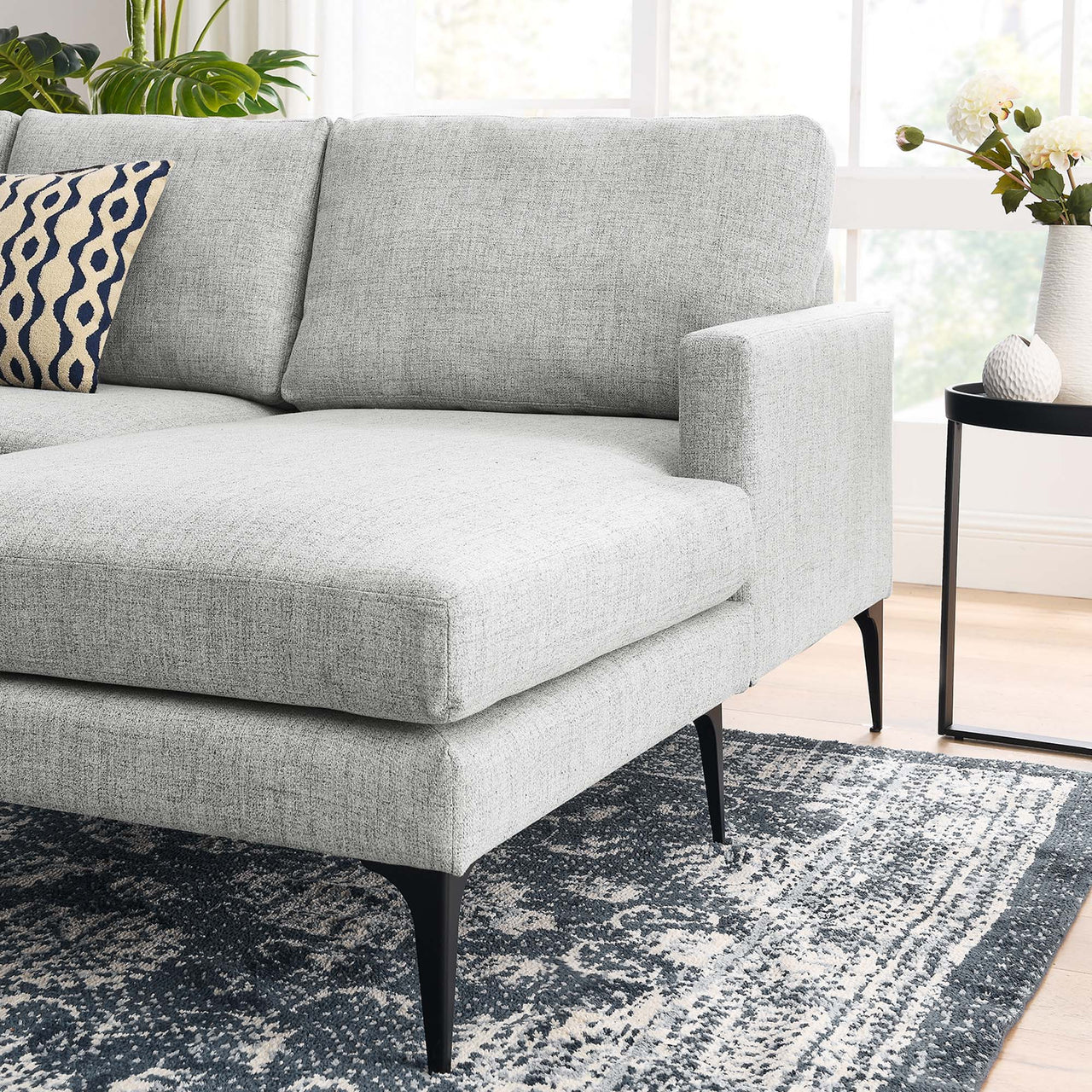 Sonnet Right-Facing Fabric Sectional, Light Gray
