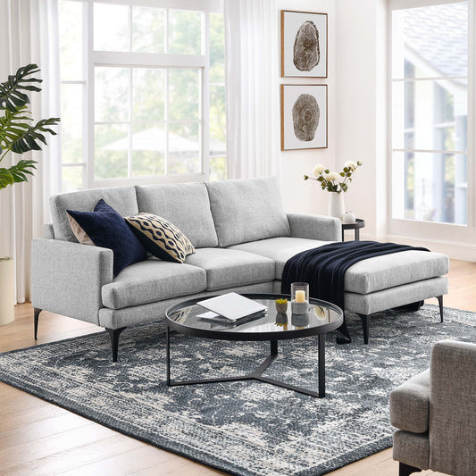 Sonnet Right-Facing Fabric Sectional, Light Gray