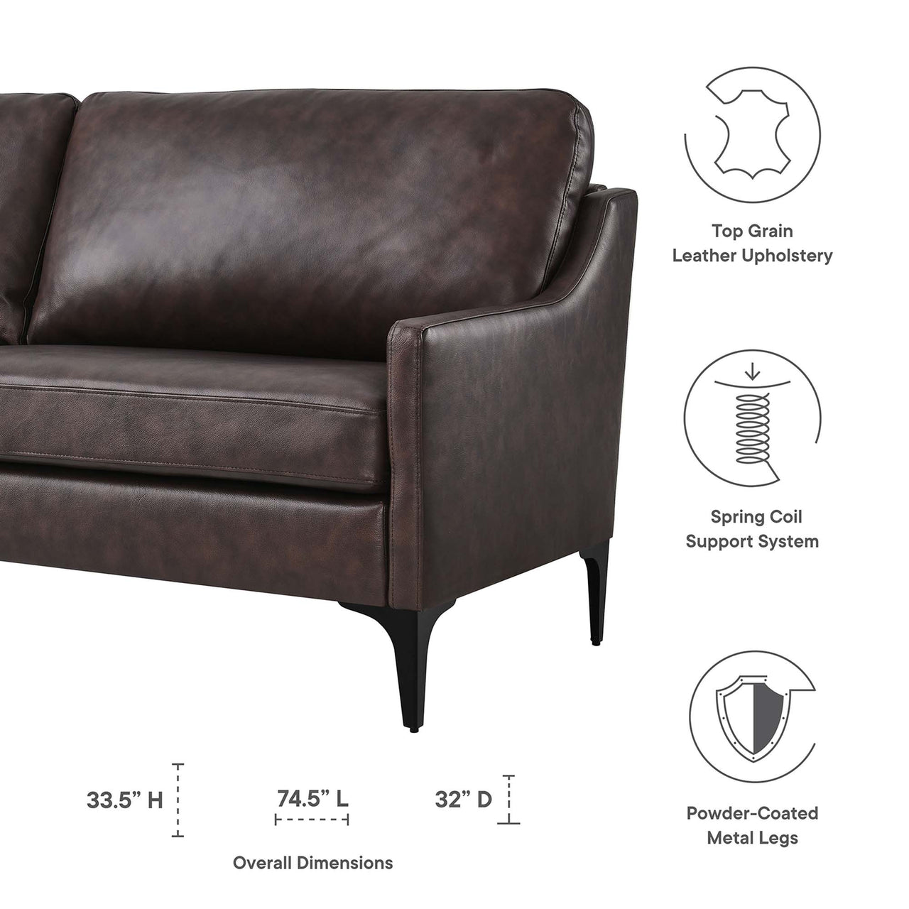 Core Leather Sofa, Brown