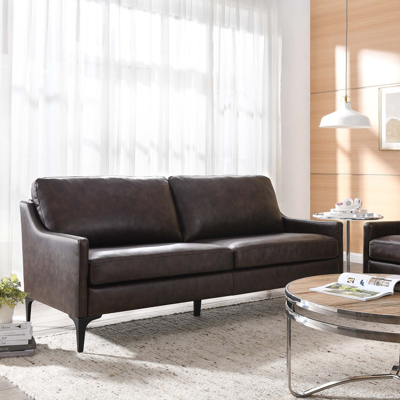 Core Leather Sofa, Brown