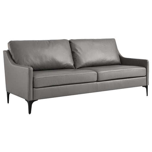 Core Leather Sofa, Gray