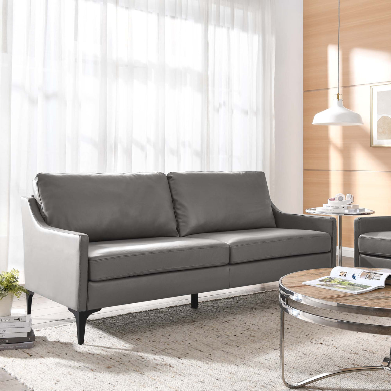 Core Leather Sofa, Gray