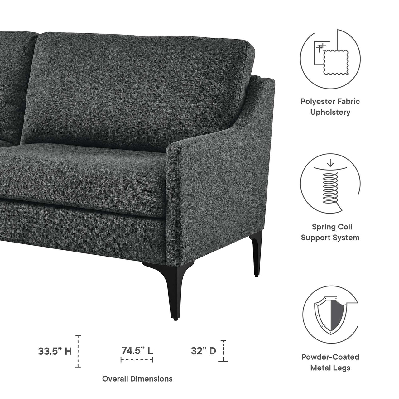Core Fabric Sofa, Charcoal