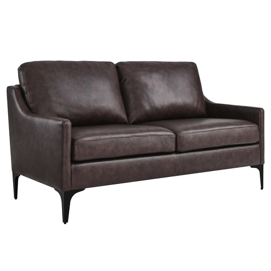 Core Leather Loveseat, Brown