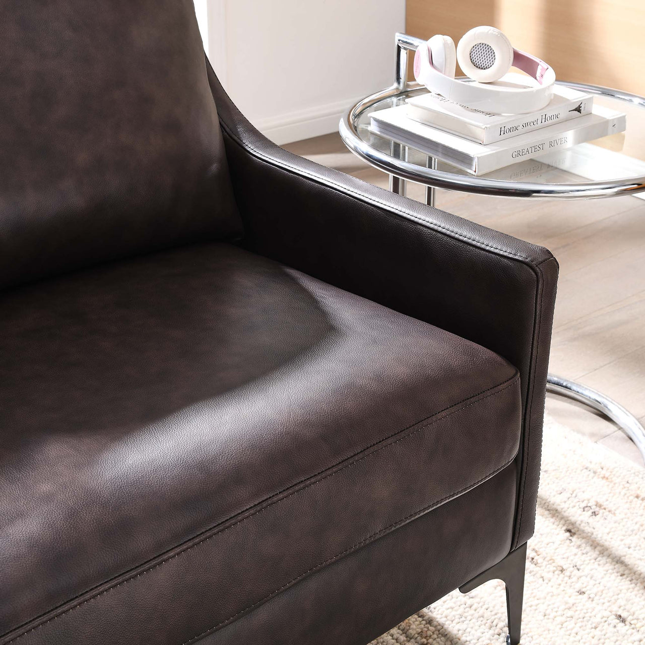Core Leather Loveseat, Brown