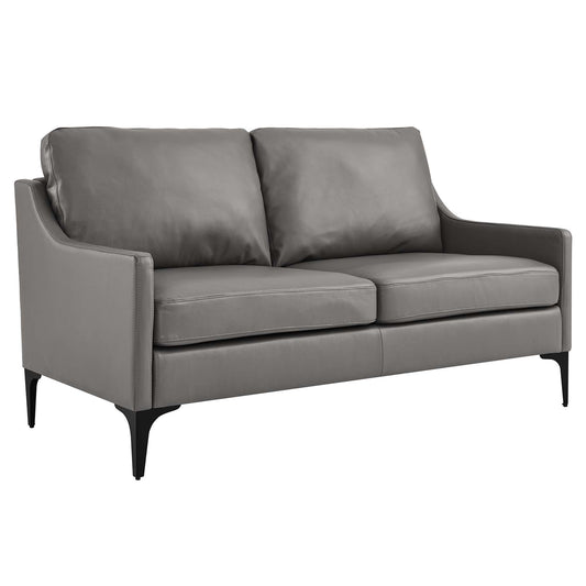 Core Leather Loveseat, Gray