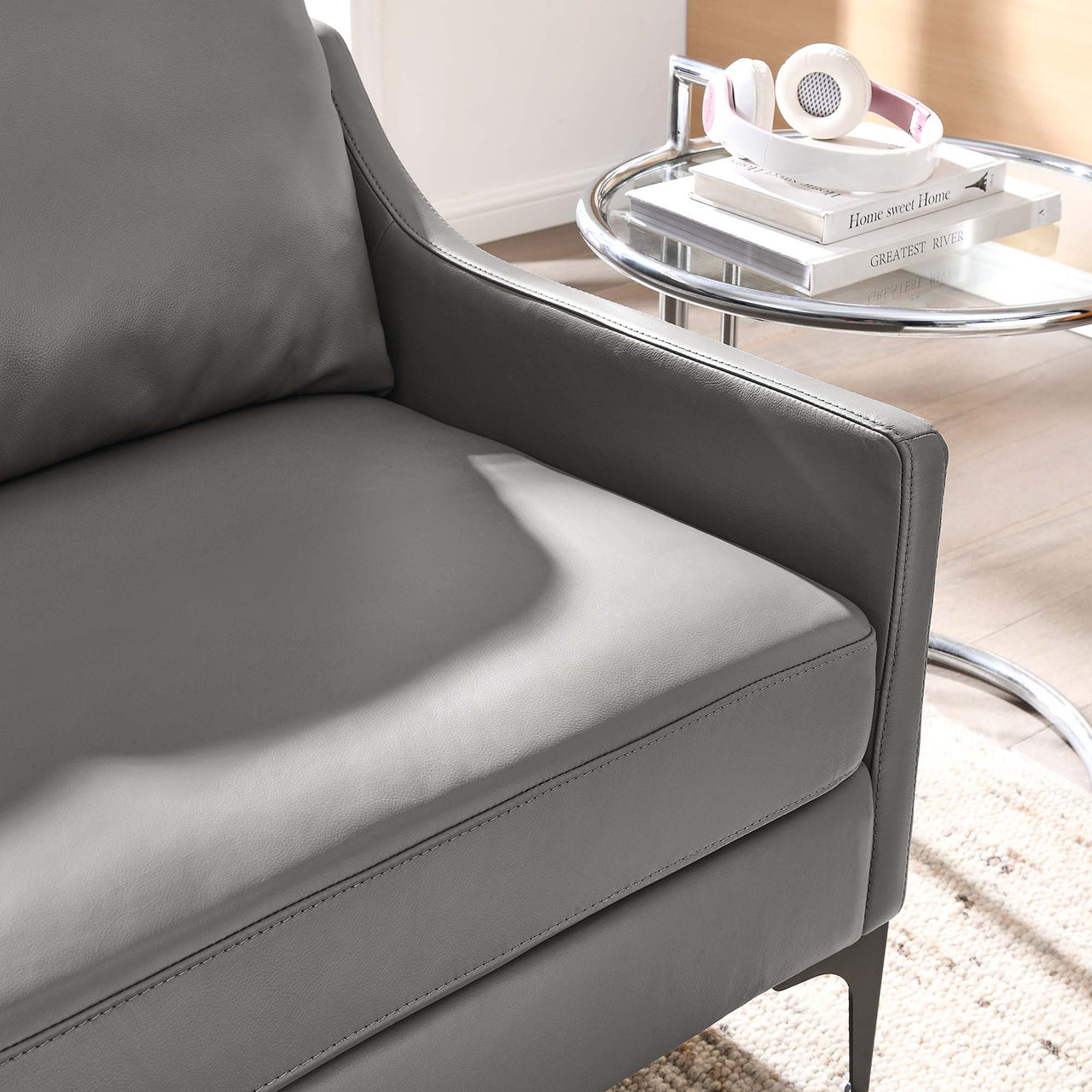 Core Leather Loveseat, Gray
