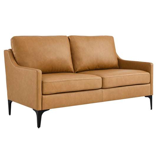 Core Leather Loveseat, Tan