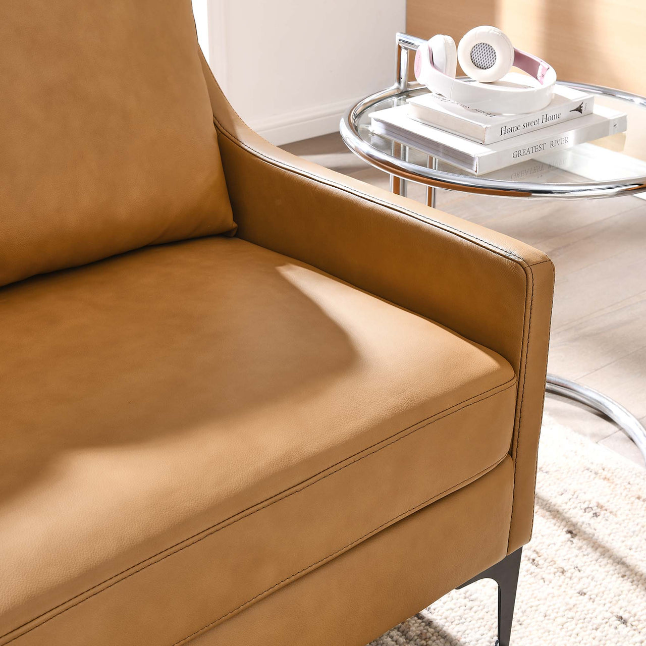 Core Leather Loveseat, Tan