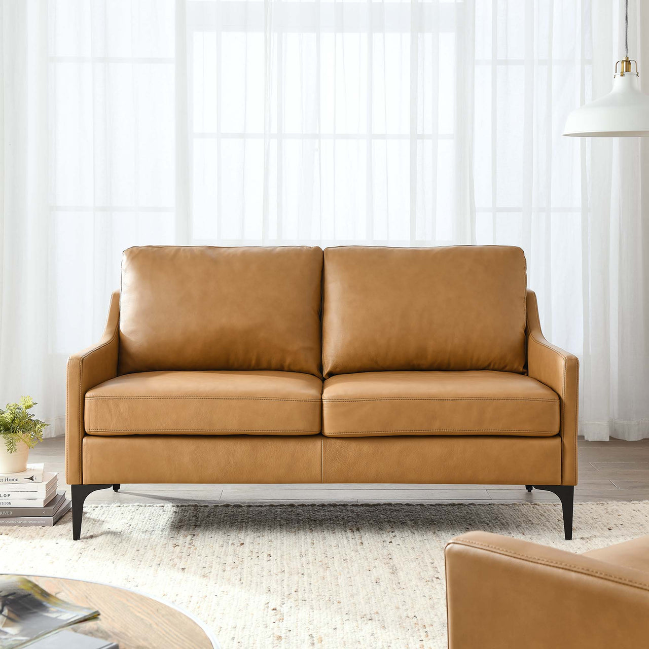 Core Leather Loveseat, Tan