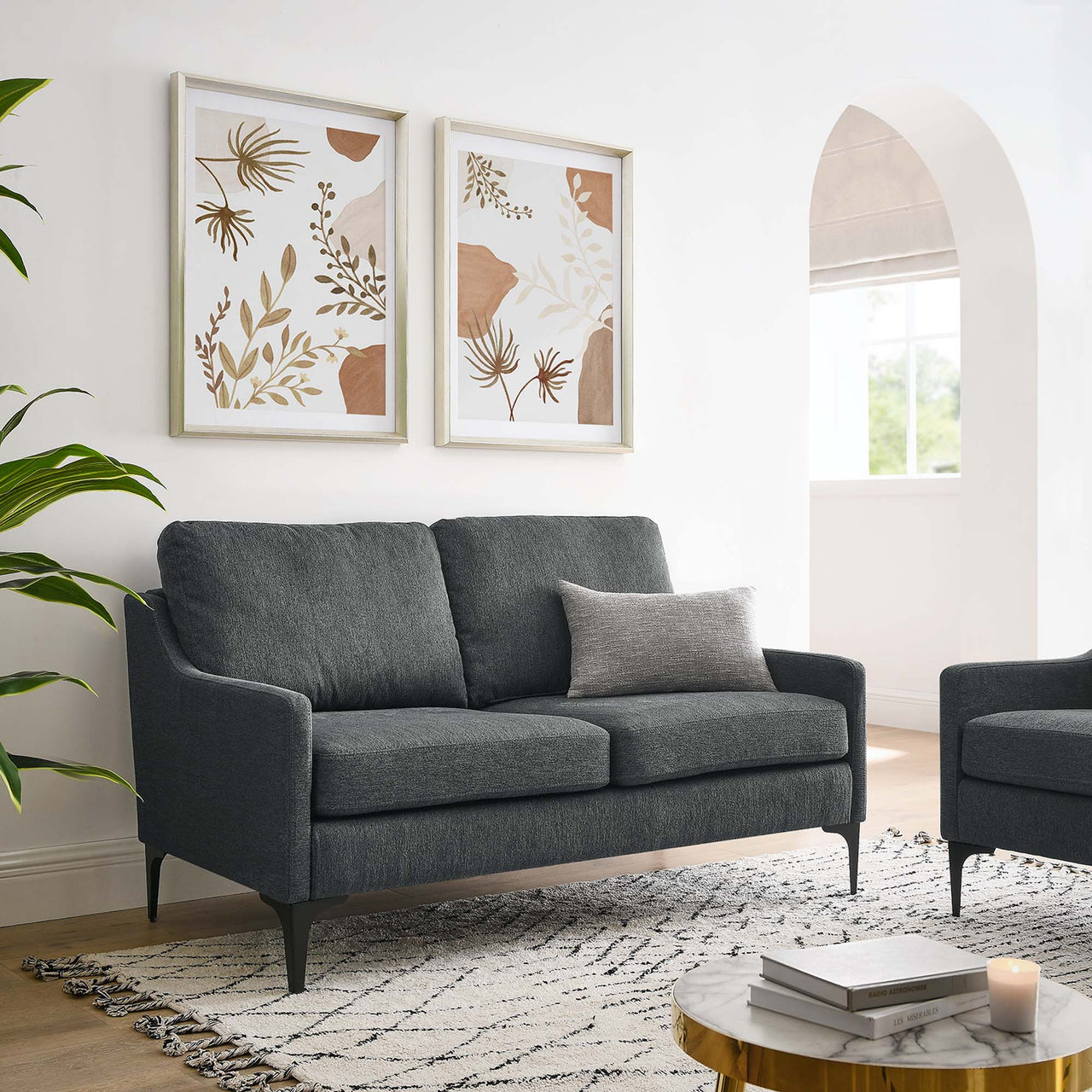 Core Fabric Loveseat, Charcoal