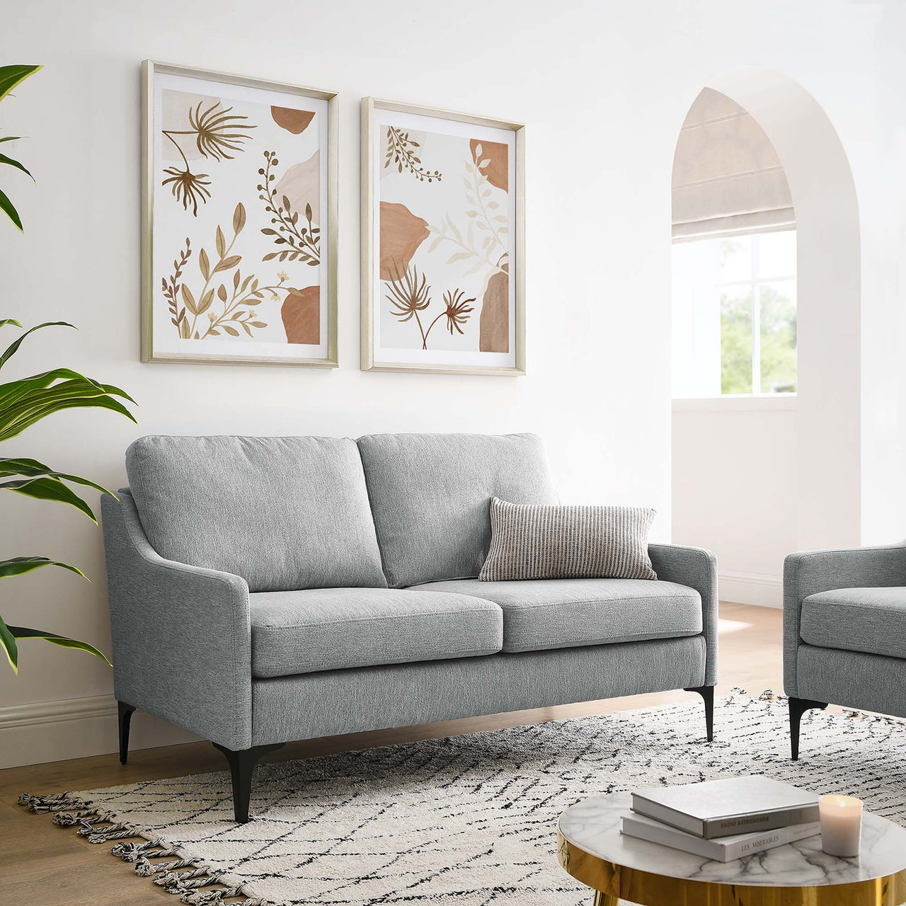 Core Fabric Loveseat, Light Gray
