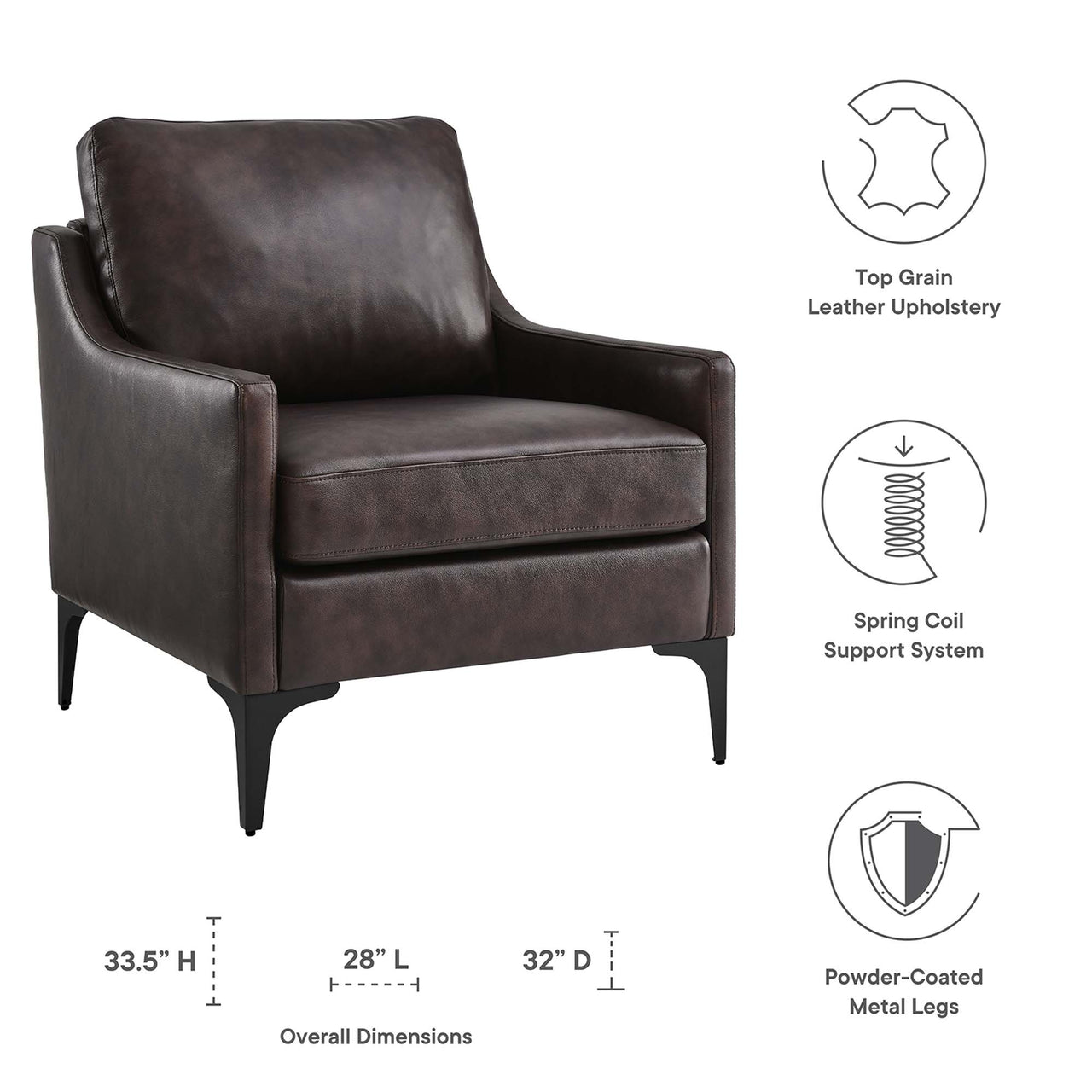 Core Leather Armchair, Brown