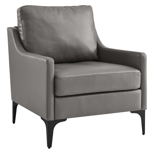 Core Leather Armchair, Gray