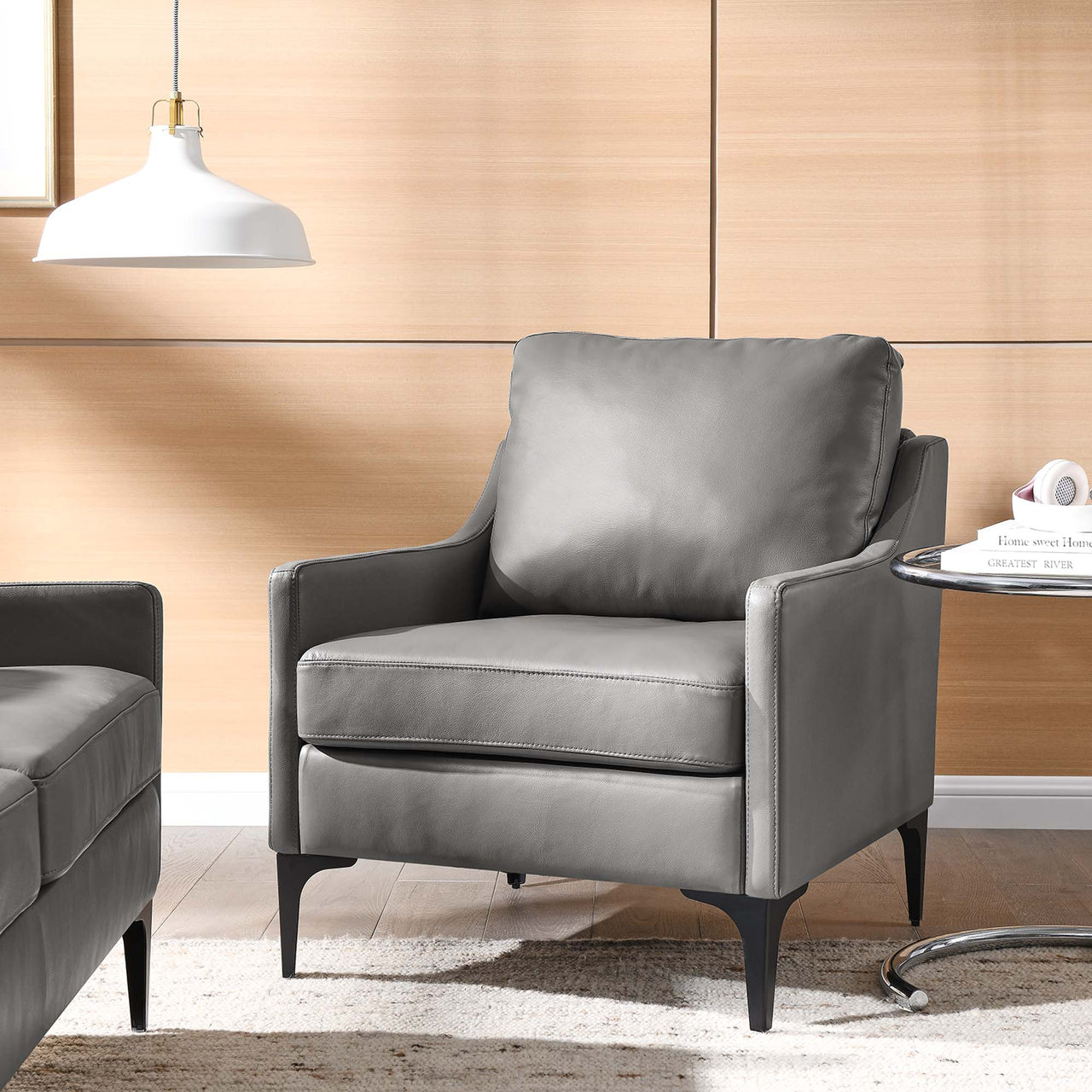 Core Leather Armchair, Gray