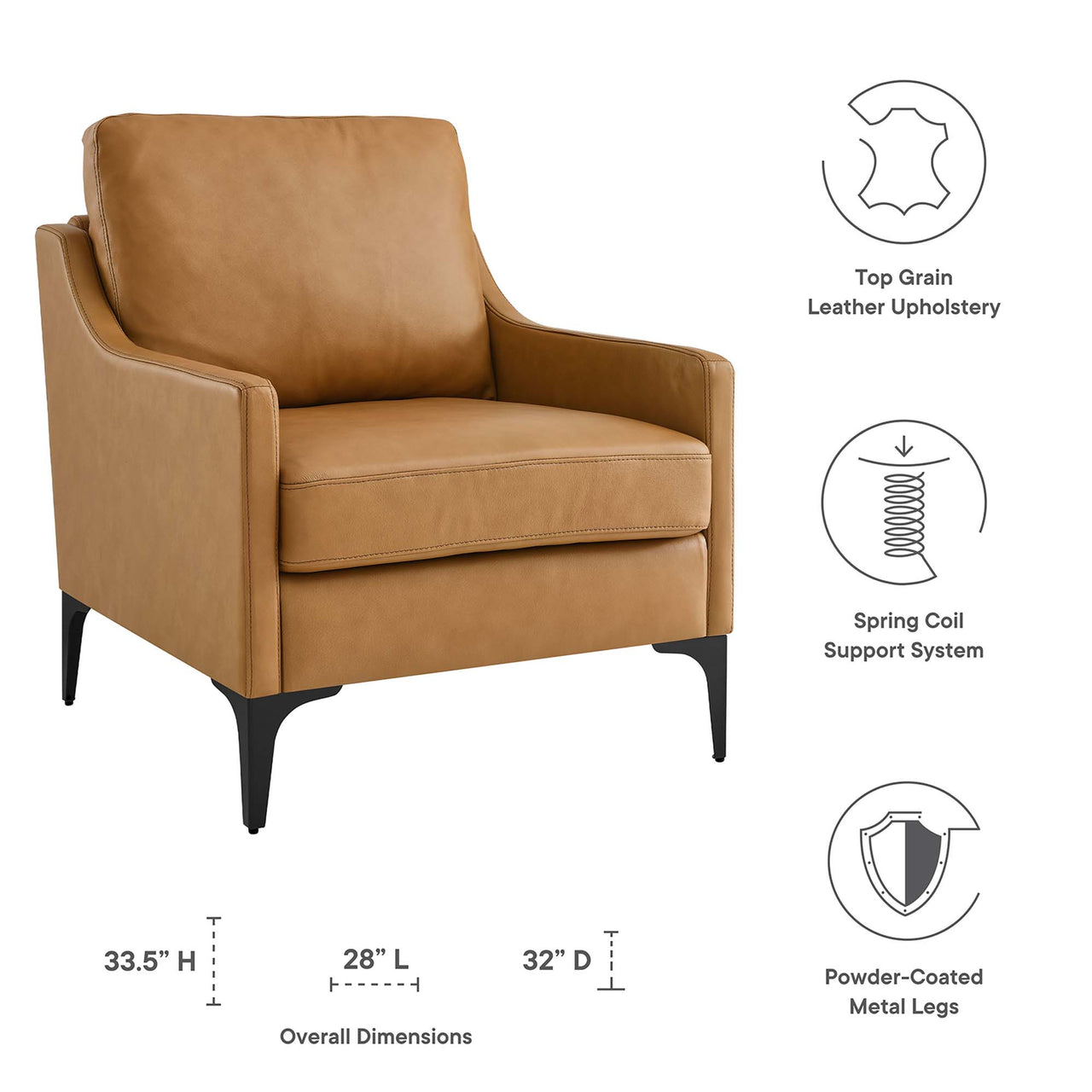 Core Leather Armchair, Tan