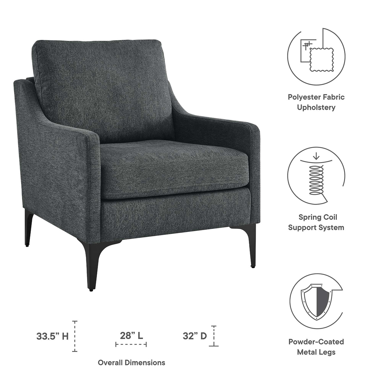 Core Fabric Armchair, Charcoal