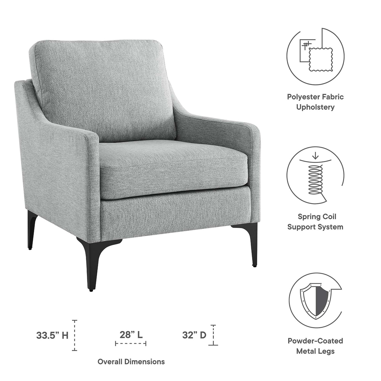Core Fabric Armchair, Light Gray