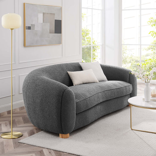 Zephyra Boucle Fabric Sofa, Charcoal