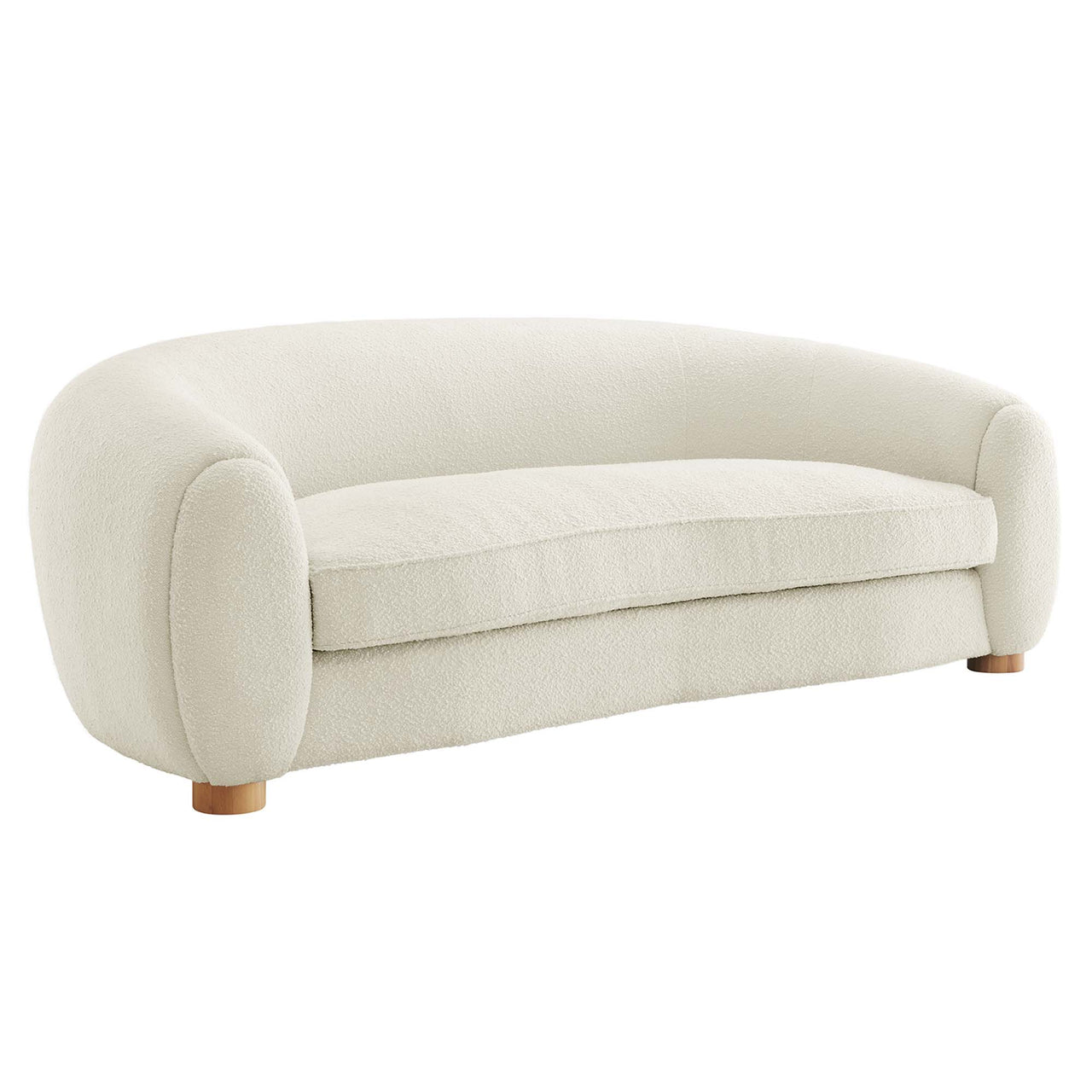 Zephyra Boucle Fabric Sofa, Ivory