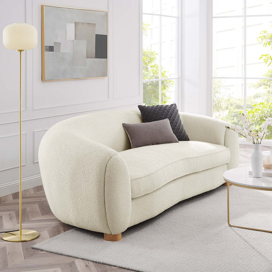 Zephyra Boucle Fabric Sofa, Ivory