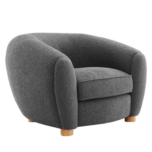 Abundant Boucle Upholstered Fabric Armchair, Charcoal