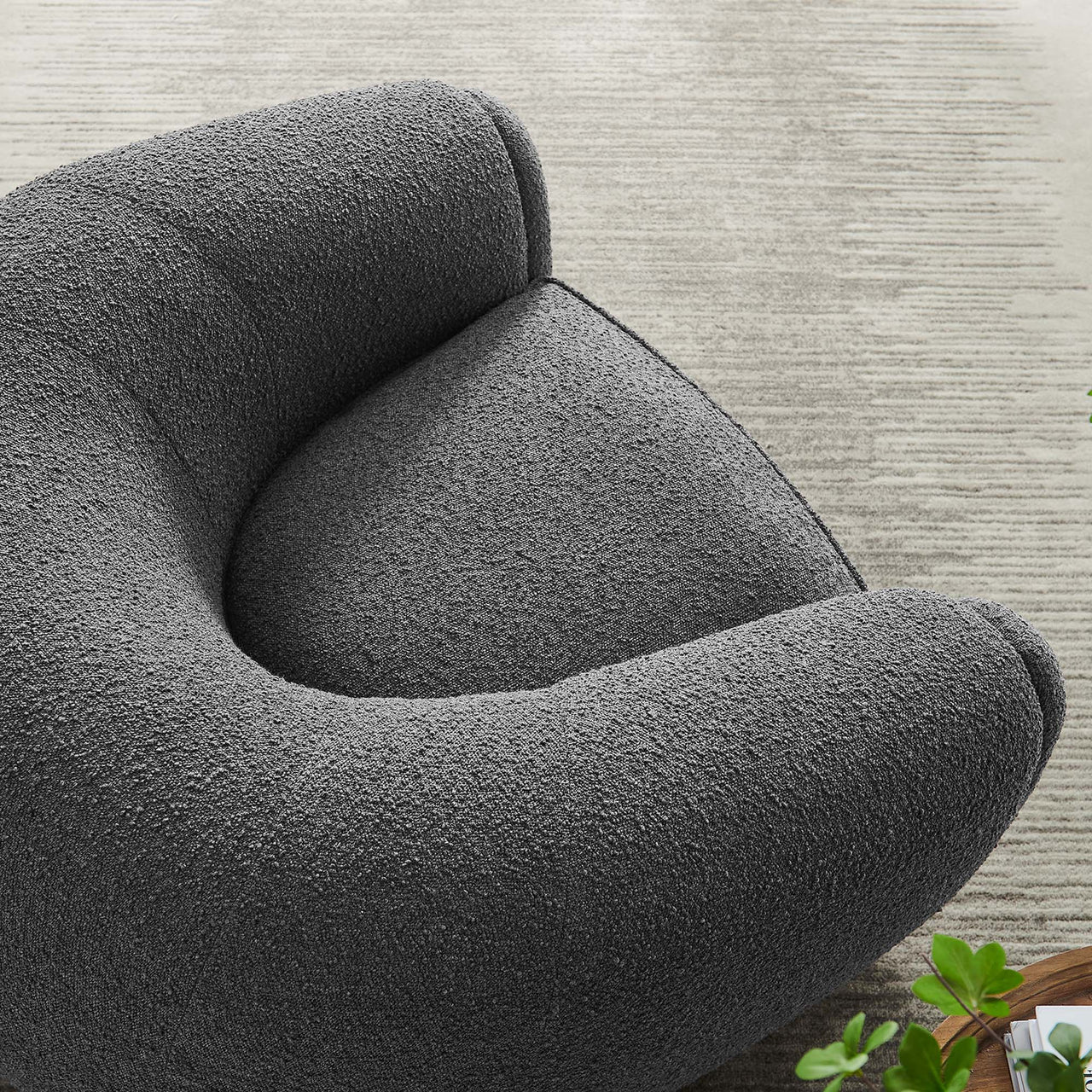Zephyra Boucle Fabric Armchair, Charcoal