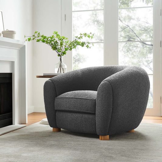 Zephyra Boucle Fabric Armchair, Charcoal