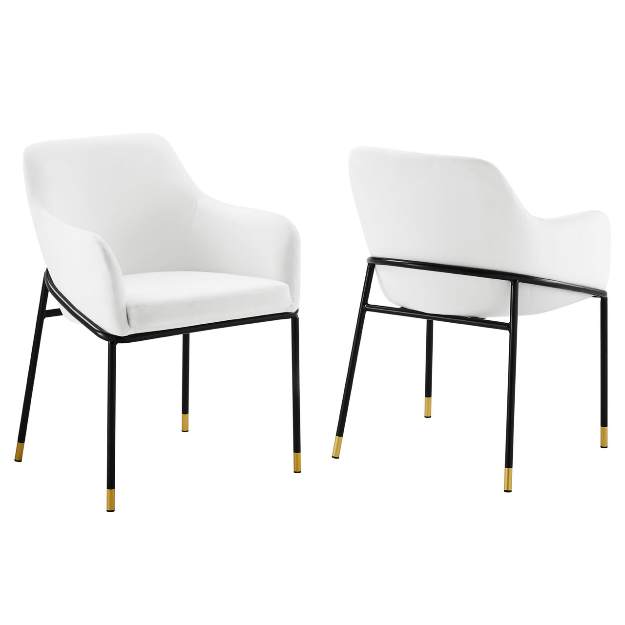 Rovelle Upholstered Velvet Dining Chair Set of 2, Black & White