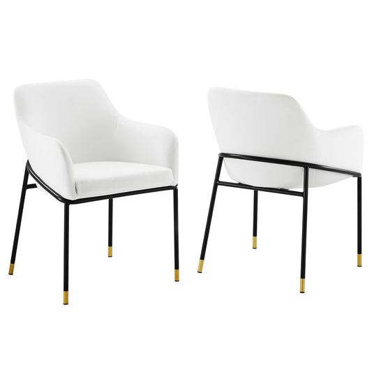 Rovelle Upholstered Velvet Dining Chair Set of 2, Black & White