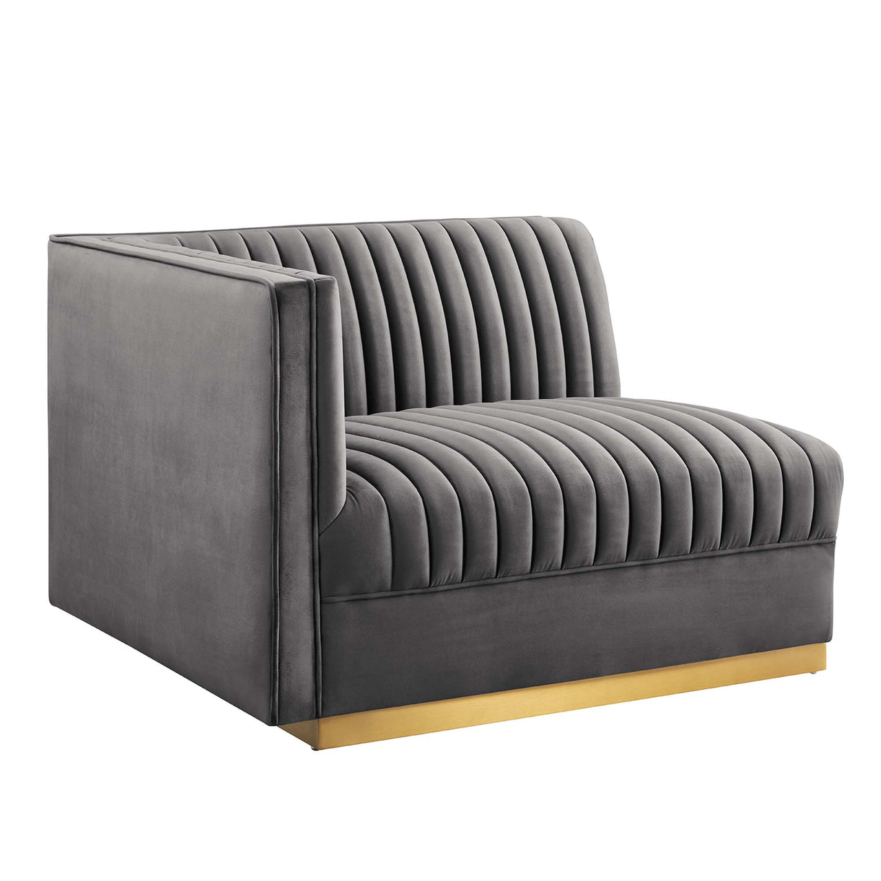 Vladimir Velvet Left-Arm Chair | Modular Sectional Component, Gray