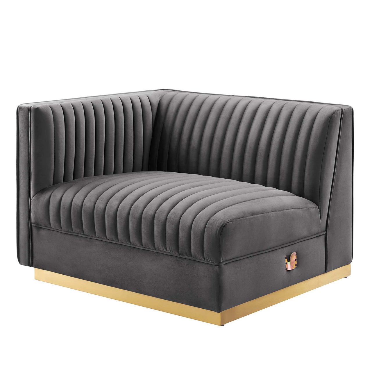 Vladimir Velvet Left-Arm Chair | Modular Sectional Component, Gray