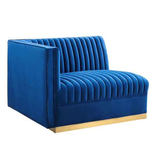 Vladimir Velvet Left-Arm Chair | Modular Sectional Component, Navy