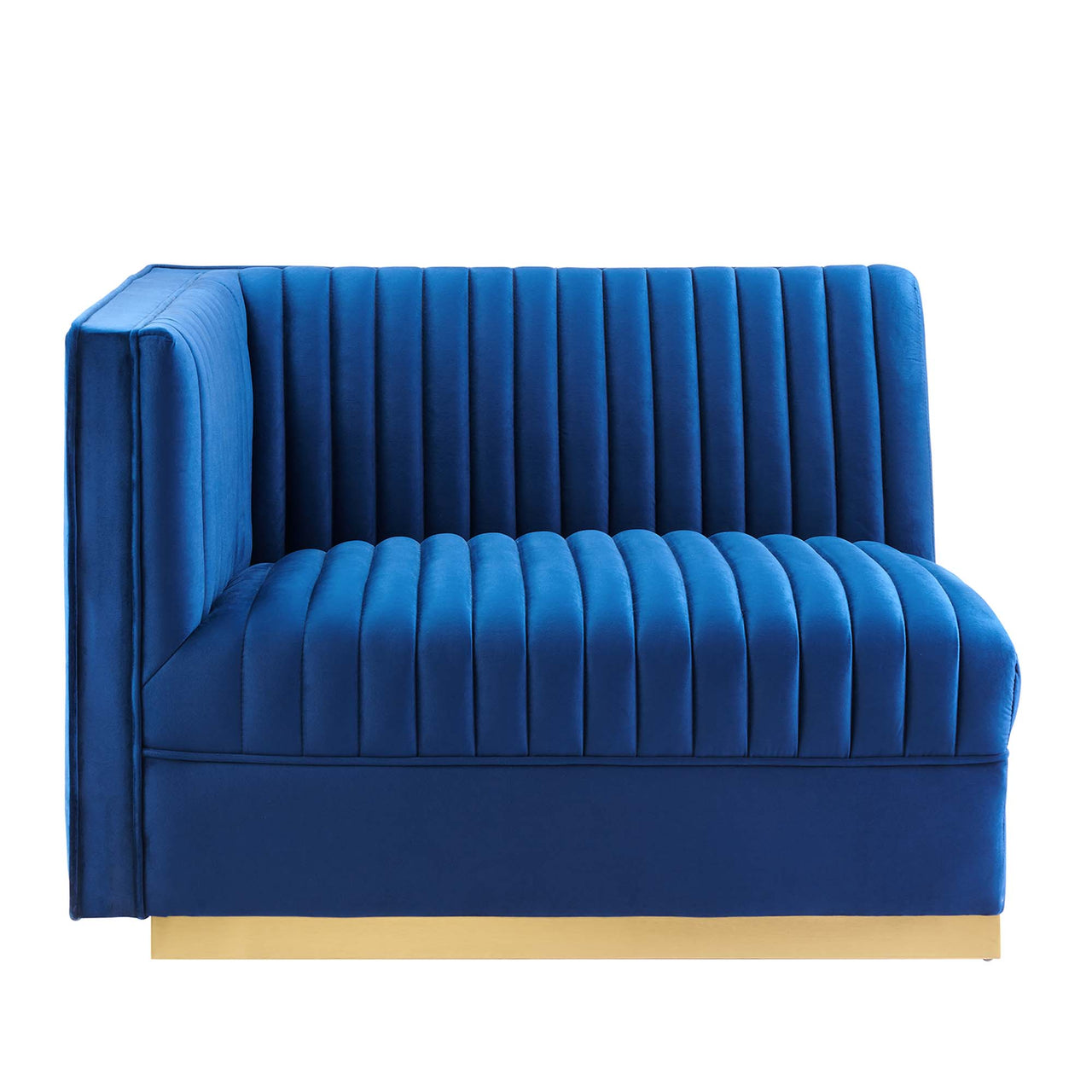 Vladimir Velvet Left-Arm Chair | Modular Sectional Component, Navy