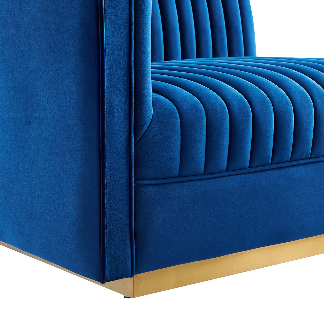 Vladimir Velvet Left-Arm Chair | Modular Sectional Component, Navy