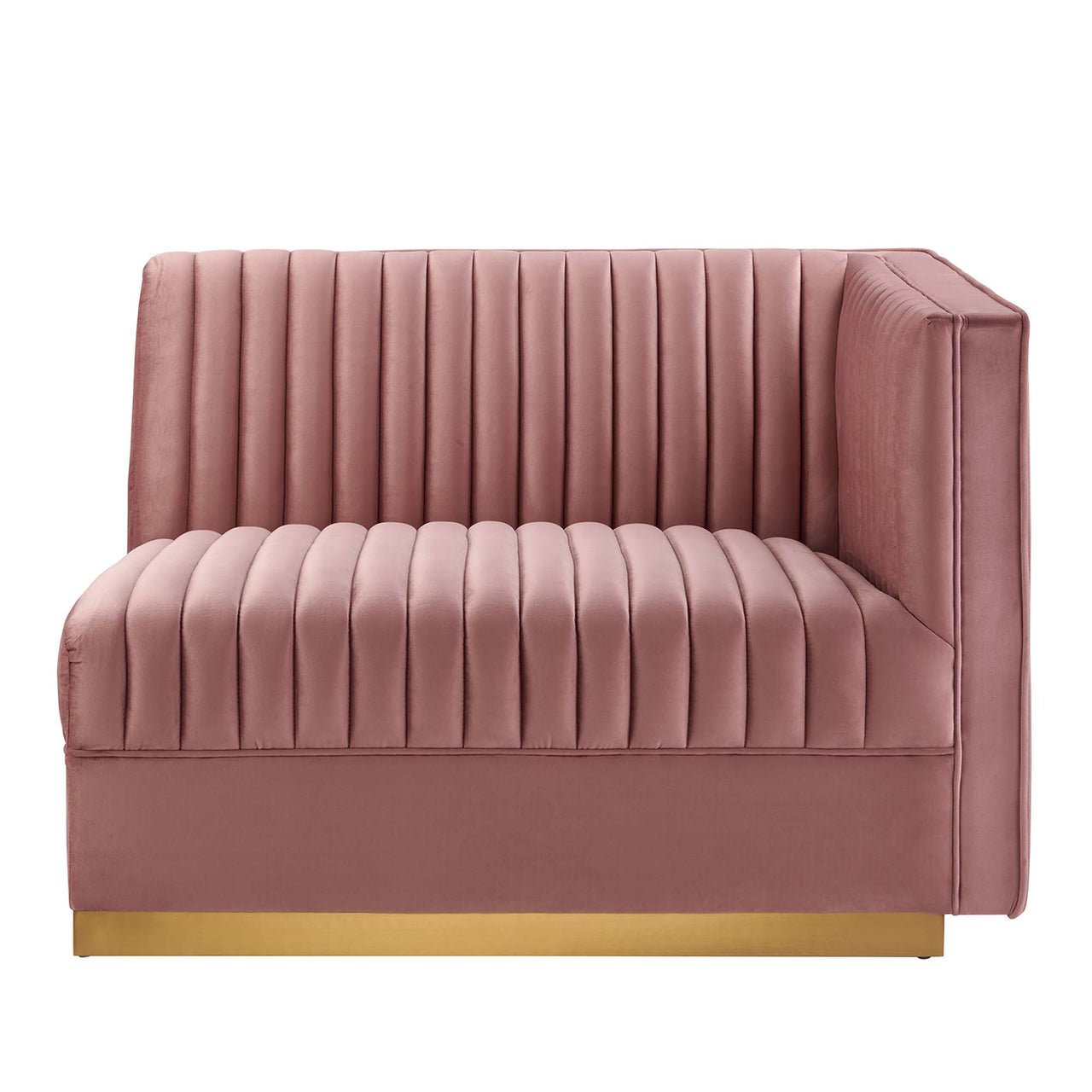 Vladimir Velvet Right-Arm Chair | Modular Sectional Component, Dusty Rose