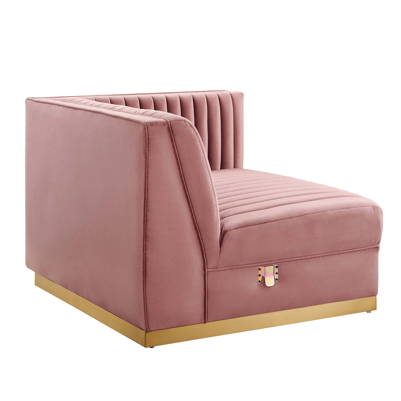 Vladimir Velvet Right-Arm Chair | Modular Sectional Component, Dusty Rose