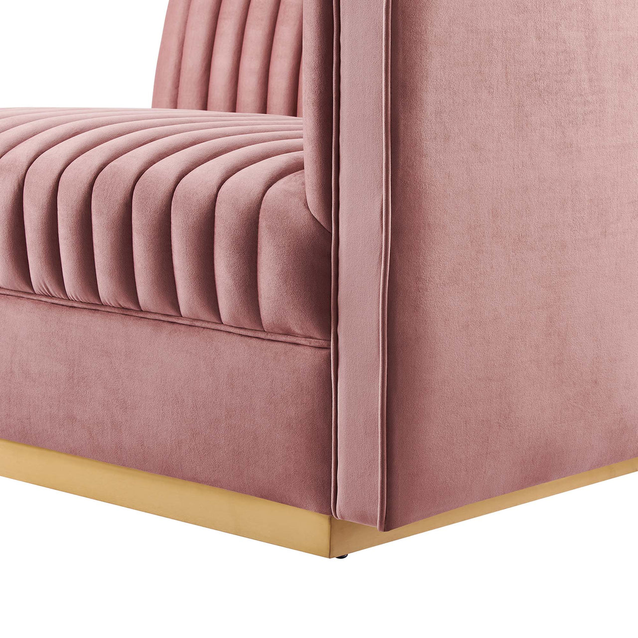 Vladimir Velvet Right-Arm Chair | Modular Sectional Component, Dusty Rose