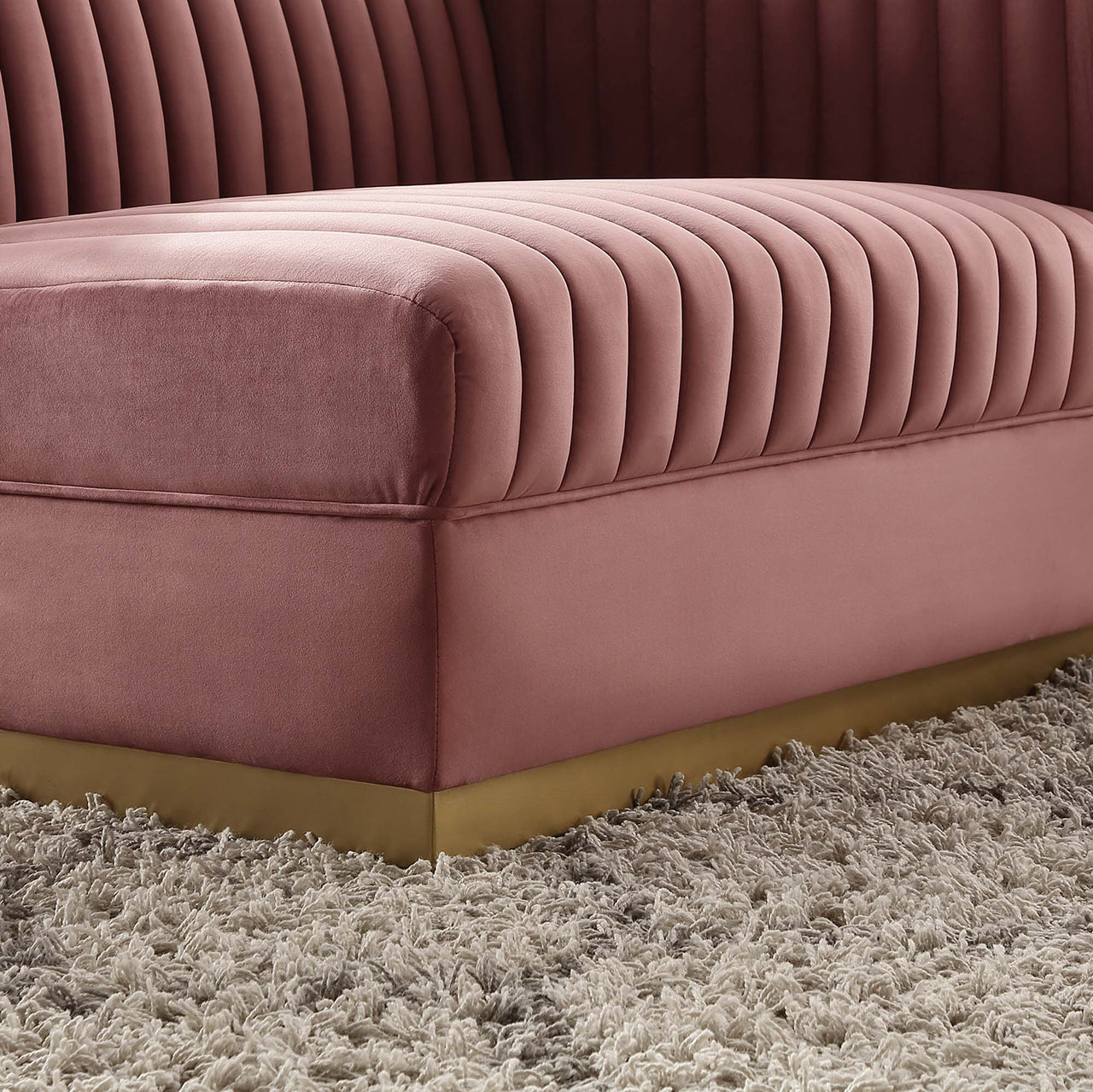 Vladimir Velvet Right-Arm Chair | Modular Sectional Component, Dusty Rose