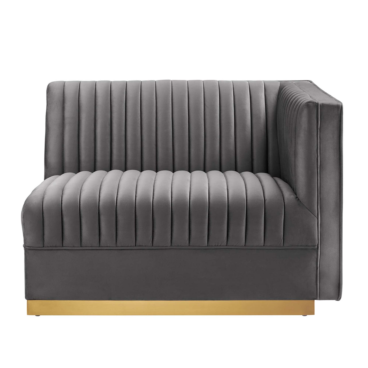 Vladimir Velvet Right-Arm Chair | Modular Sectional Component, Gray