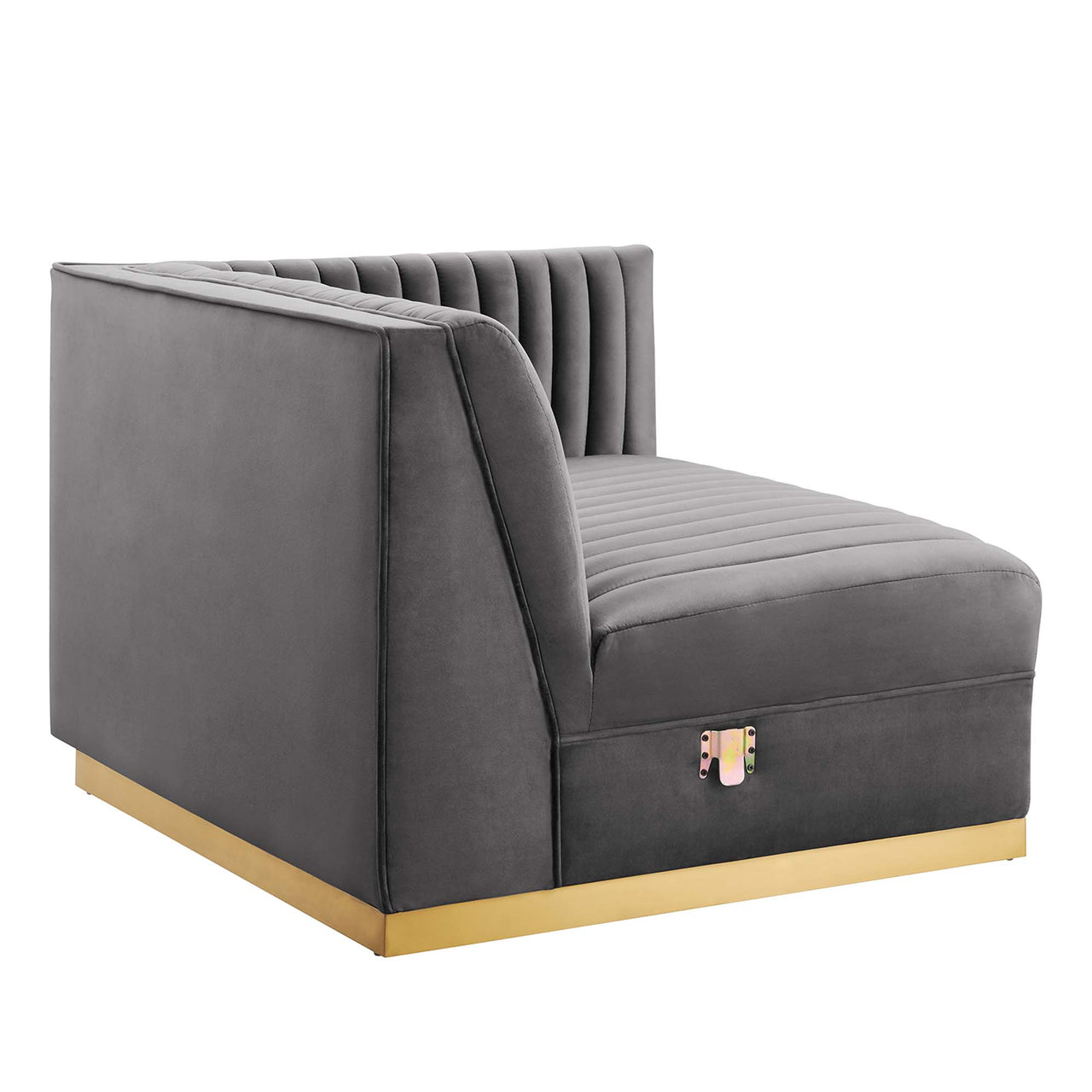 Vladimir Velvet Right-Arm Chair | Modular Sectional Component, Gray