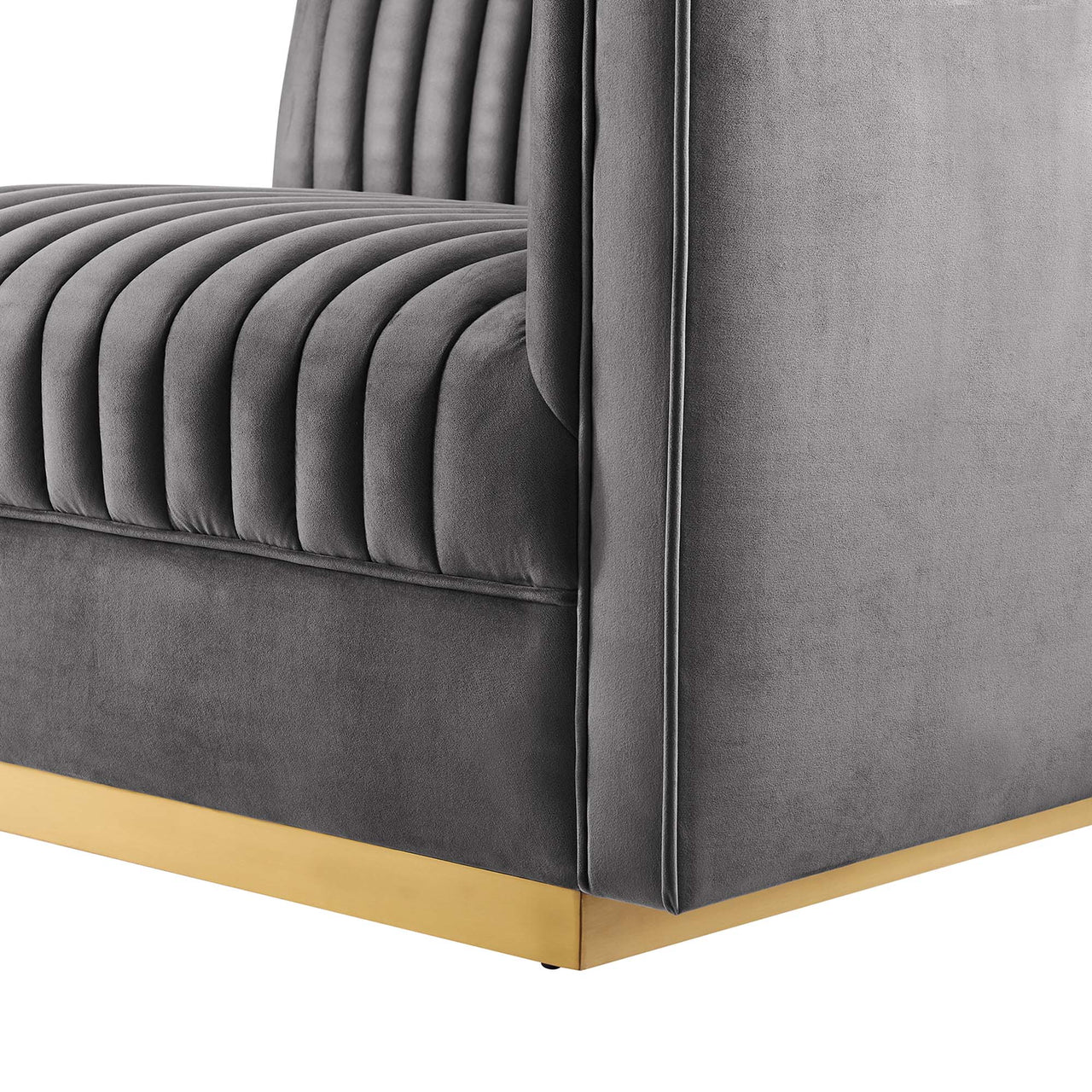 Vladimir Velvet Right-Arm Chair | Modular Sectional Component, Gray