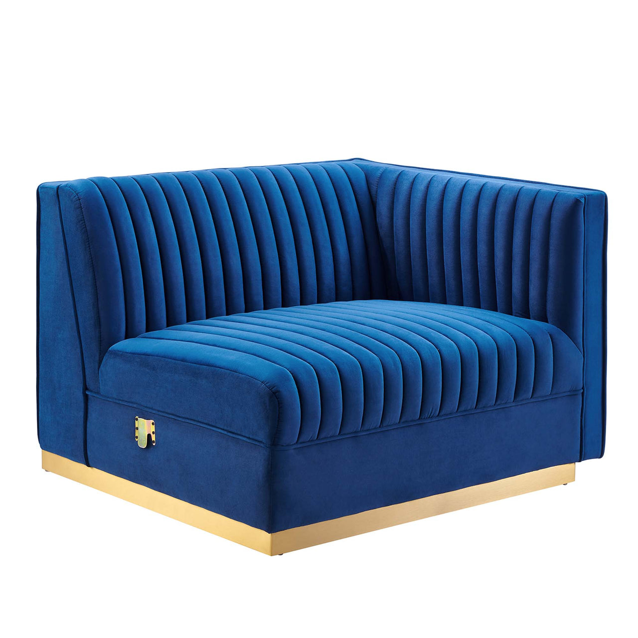 Vladimir Velvet Right-Arm Chair | Modular Sectional Component, Navy Blue