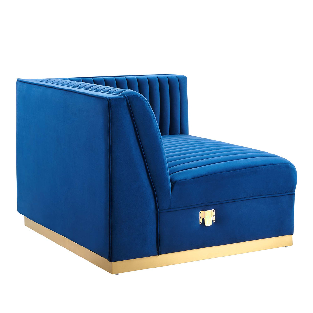 Vladimir Velvet Right-Arm Chair | Modular Sectional Component, Navy Blue
