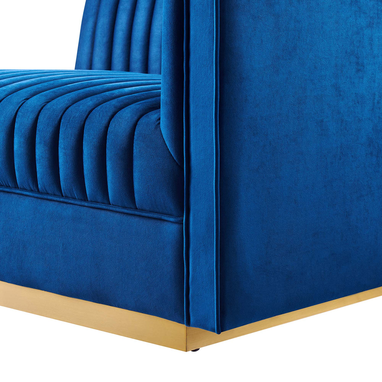 Vladimir Velvet Right-Arm Chair | Modular Sectional Component, Navy Blue
