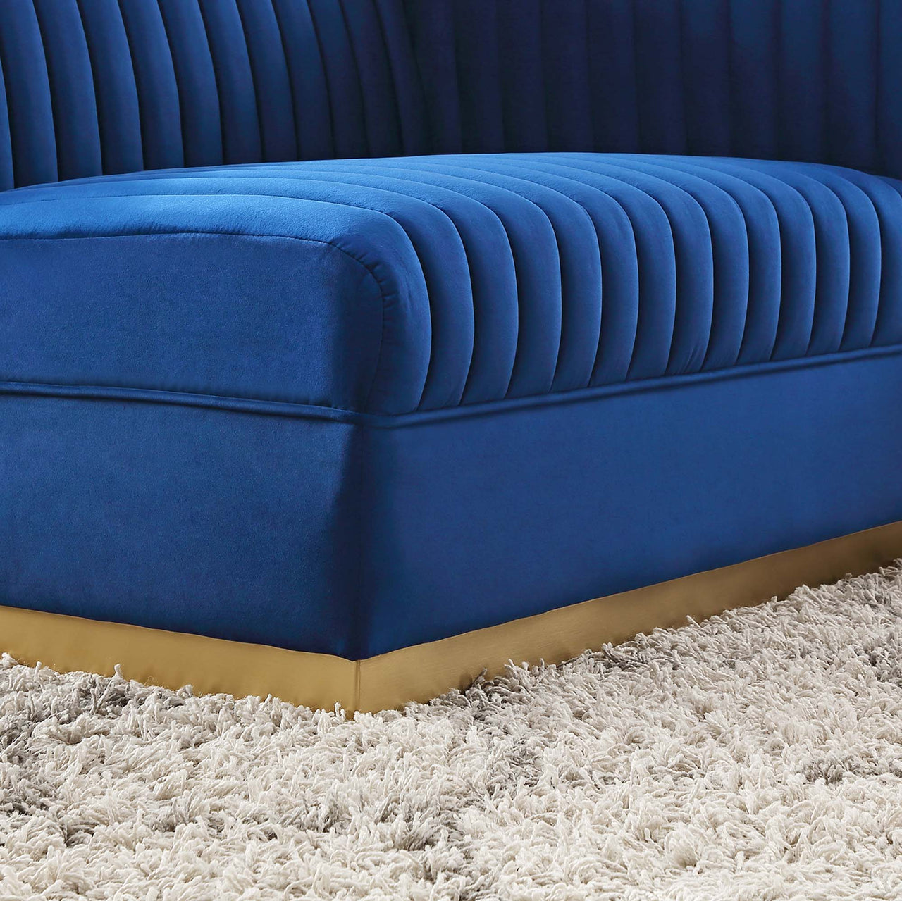 Vladimir Velvet Right-Arm Chair | Modular Sectional Component, Navy Blue